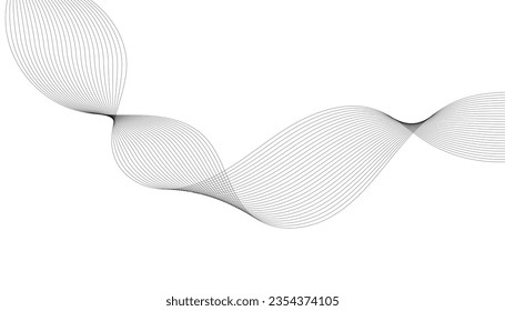 Abstract wave element for design. Digital frequency track equalizer. Stylized line art background. Vector illustration. Wave with lines created using blend tool. Curved wavy line, smooth stripe.