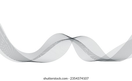 Abstract wave element for design. Digital frequency track equalizer. Stylized line art background. Vector illustration. Wave with lines created using blend tool. Curved wavy line, smooth stripe.