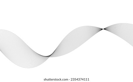 Abstract wave element for design. Digital frequency track equalizer. Stylized line art background. Vector illustration. Wave with lines created using blend tool. Curved wavy line, smooth stripe.
