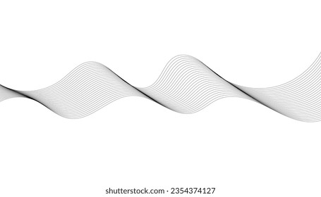 Abstract wave element for design. Digital frequency track equalizer. Stylized line art background. Vector illustration. Wave with lines created using blend tool. Curved wavy line, smooth stripe.