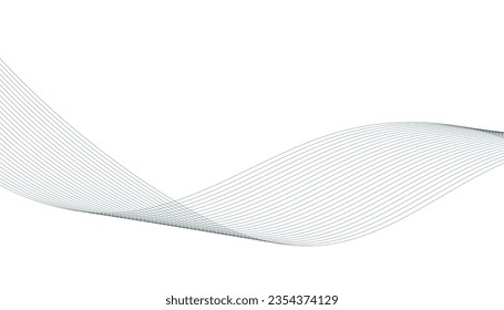 Abstract wave element for design. Digital frequency track equalizer. Stylized line art background. Vector illustration. Wave with lines created using blend tool. Curved wavy line, smooth stripe.