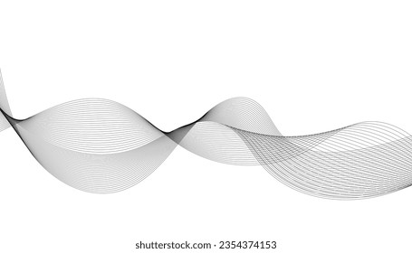 Abstract wave element for design. Digital frequency track equalizer. Stylized line art background. Vector illustration. Wave with lines created using blend tool. Curved wavy line, smooth stripe.