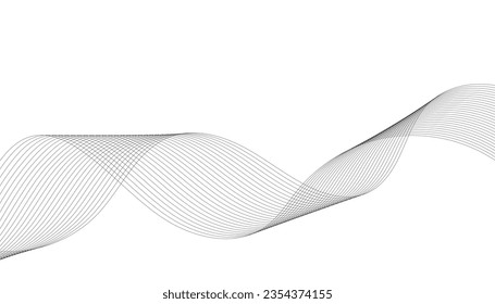Abstract wave element for design. Digital frequency track equalizer. Stylized line art background. Vector illustration. Wave with lines created using blend tool. Curved wavy line, smooth stripe.