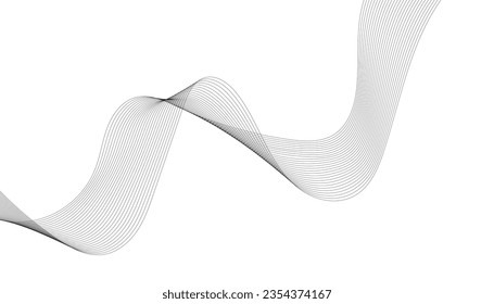 Abstract wave element for design. Digital frequency track equalizer. Stylized line art background. Vector illustration. Wave with lines created using blend tool. Curved wavy line, smooth stripe.