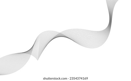 Abstract wave element for design. Digital frequency track equalizer. Stylized line art background. Vector illustration. Wave with lines created using blend tool. Curved wavy line, smooth stripe.