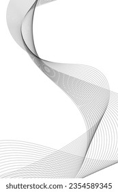 Abstract wave element for design. Digital frequency track equalizer. Stylized line art background. Vector illustration. Wave with lines created using blend tool. Vertical wavy line, smooth stripe.