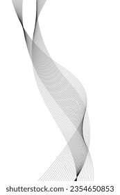Abstract wave element for design. Digital frequency track equalizer. Stylized line art background. Vector illustration. Wave with lines created using blend tool. Vertical wavy line, smooth stripe.