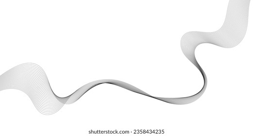 Abstract wave element for design. Digital frequency track equalizer. Stylized line art background. Vector illustration. Wave with lines created using blend tool. Curved wavy line, smooth stripe.