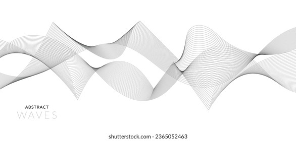 Elemento de onda abstracta para el diseño. Ecualizador de pista de frecuencia digital. Fondo artístico estilizado. Ilustración vectorial. Onda con líneas creadas con la herramienta de mezcla. Línea ondulada curvada, banda lisa.