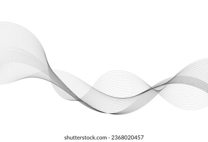 Abstract wave element for design. Digital frequency track equalizer. Stylized line art background. Vector illustration. Wave with lines created using blend tool. Curved wavy line, smooth stripe.