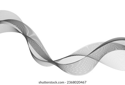 Abstract wave element for design. Digital frequency track equalizer. Stylized line art background. Vector illustration. Wave with lines created using blend tool. Curved wavy line, smooth stripe.
