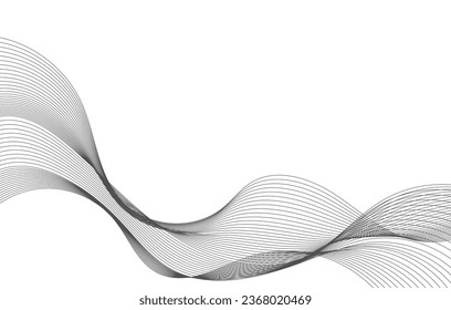 Abstract wave element for design. Digital frequency track equalizer. Stylized line art background. Vector illustration. Wave with lines created using blend tool. Curved wavy line, smooth stripe.