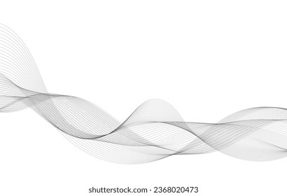 Abstract wave element for design. Digital frequency track equalizer. Stylized line art background. Vector illustration. Wave with lines created using blend tool. Curved wavy line, smooth stripe.