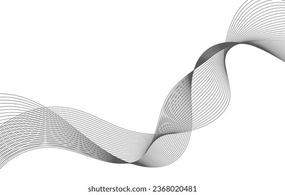 Abstract wave element for design. Digital frequency track equalizer. Stylized line art background. Vector illustration. Wave with lines created using blend tool. Curved wavy line, smooth stripe.