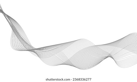 Abstract wave element for design. Digital frequency track equalizer. Stylized line art background. Vector illustration. Wave with lines created using the blend tool. Curved wavy line, smooth stripe