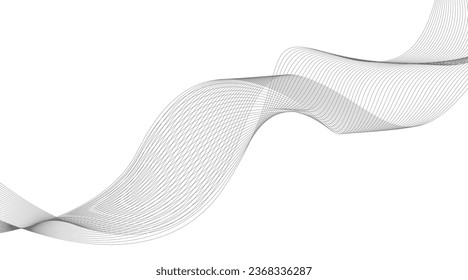 Abstract wave element for design. Digital frequency track equalizer. Stylized line art background. Vector illustration. Wave with lines created using the blend tool. Curved wavy line, smooth stripe