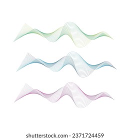Abstract wave element for design. Digital frequency track equalizer. Stylized line art background. Vector illustration. Curved wavy line, smooth stripe.