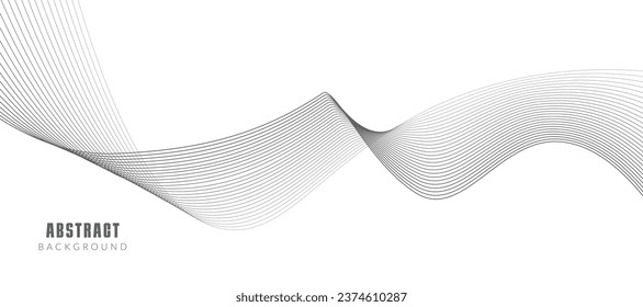 Abstract wave element for design. Digital frequency track equalizer. Stylized line art background. Vector illustration. Wave with lines created using blend tool. Curved wavy line, smooth stripe.
