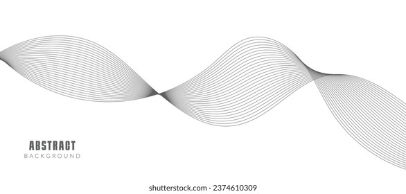 Abstract wave element for design. Digital frequency track equalizer. Stylized line art background. Vector illustration. Wave with lines created using blend tool. Curved wavy line, smooth stripe.