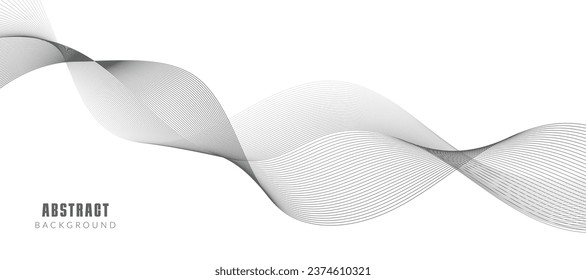 Abstract wave element for design. Digital frequency track equalizer. Stylized line art background. Vector illustration. Wave with lines created using blend tool. Curved wavy line, smooth stripe.