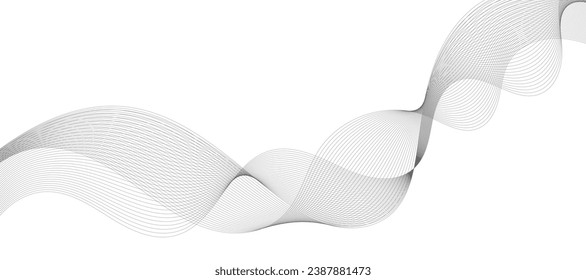 Abstract wave element for design. Digital frequency track equalizer. Stylized line art background. Vector illustration. Wave with lines created using blend tool. Curved wavy line, smooth stripe.