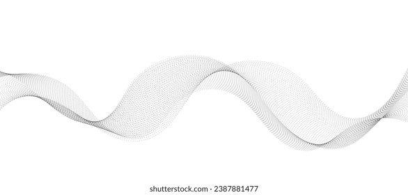 Abstract wave element for design. Digital frequency track equalizer. Stylized line art background. Vector illustration. Wave with lines created using blend tool. Curved wavy line, smooth stripe.