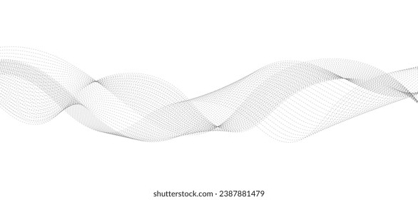 Abstraktes Wellenelement für Design. Digital Frequency Track Equalizer. Stilvoller Kunsthintergrund. Vektorgrafik. Mit dem Überblendwerkzeug werden Linien erzeugt. Kurvig gewölbte Linie, glatter Streifen.