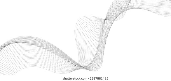 Abstract wave element for design. Digital frequency track equalizer. Stylized line art background. Vector illustration. Wave with lines created using blend tool. Curved wavy line, smooth stripe.
