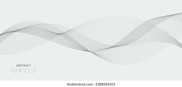 Abstract wave element for design. Digital frequency track equalizer. Stylized line art background. Vector illustration. Wave with lines created using blend tool. Curved wavy line, smooth stripe.