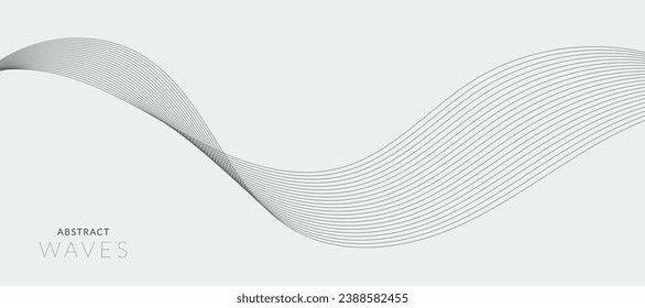 Abstract wave element for design. Digital frequency track equalizer. Stylized line art background. Vector illustration. Wave with lines created using blend tool. Curved wavy line, smooth stripe.