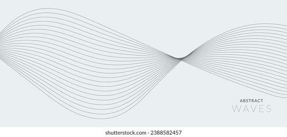 Abstract wave element for design. Digital frequency track equalizer. Stylized line art background. Vector illustration. Wave with lines created using blend tool. Curved wavy line, smooth stripe.