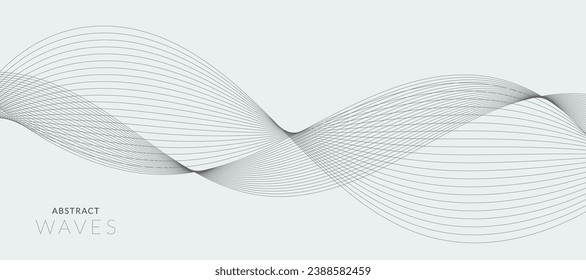 Abstract wave element for design. Digital frequency track equalizer. Stylized line art background. Vector illustration. Wave with lines created using blend tool. Curved wavy line, smooth stripe.