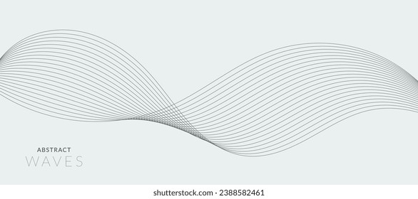 Abstract wave element for design. Digital frequency track equalizer. Stylized line art background. Vector illustration. Wave with lines created using blend tool. Curved wavy line, smooth stripe.