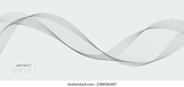 Abstract wave element for design. Digital frequency track equalizer. Stylized line art background. Vector illustration. Wave with lines created using blend tool. Curved wavy line, smooth stripe.