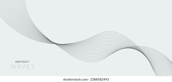 Abstract wave element for design. Digital frequency track equalizer. Stylized line art background. Vector illustration. Wave with lines created using blend tool. Curved wavy line, smooth stripe.