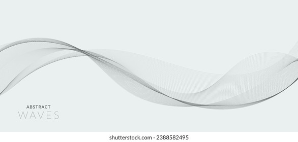 Abstract wave element for design. Digital frequency track equalizer. Stylized line art background. Vector illustration. Wave with lines created using blend tool. Curved wavy line, smooth stripe.