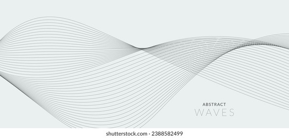 Abstract wave element for design. Digital frequency track equalizer. Stylized line art background. Vector illustration. Wave with lines created using blend tool. Curved wavy line, smooth stripe.