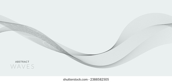 Abstract wave element for design. Digital frequency track equalizer. Stylized line art background. Vector illustration. Wave with lines created using blend tool. Curved wavy line, smooth stripe.