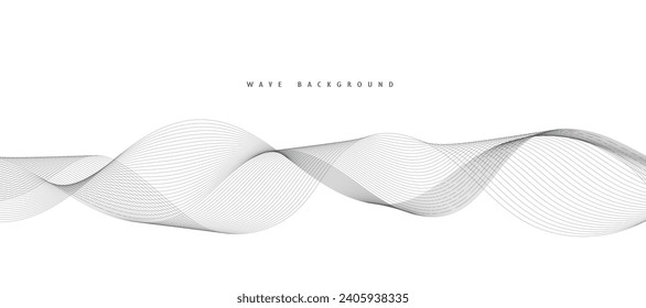 Abstract wave element for design. Digital frequency track equalizer. Stylized line art background. Vector illustration. Wave with lines created using the blend tool. Curved wavy line, smooth stripe.