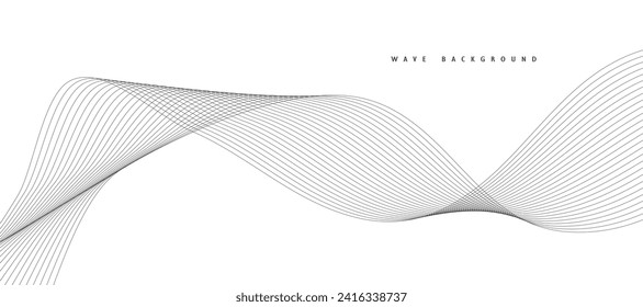 Abstract wave element for design. Digital frequency track equalizer. Stylized line art background. Vector illustration. Wave with lines created using blend tool. Curved wavy line, smooth stripe.