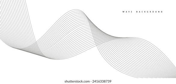 Abstract wave element for design. Digital frequency track equalizer. Stylized line art background. Vector illustration. Wave with lines created using blend tool. Curved wavy line, smooth stripe.