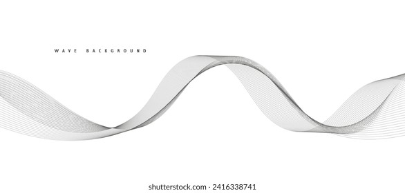 Abstract wave element for design. Digital frequency track equalizer. Stylized line art background. Vector illustration. Wave with lines created using blend tool. Curved wavy line, smooth stripe.