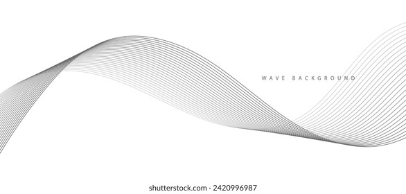 Abstract wave element for design. Digital frequency track equalizer. Stylized line art background. Vector illustration. Wave with lines created using blend tool. Curved wavy line, smooth stripe.