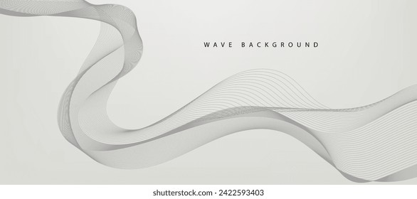 Abstract wave element for design. Digital frequency track equalizer. Stylized line art background. Vector illustration. Wave with lines created using blend tool. Curved wavy line, smooth stripe.