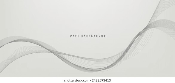 Abstract wave element for design. Digital frequency track equalizer. Stylized line art background. Vector illustration. Wave with lines created using blend tool. Curved wavy line, smooth stripe.