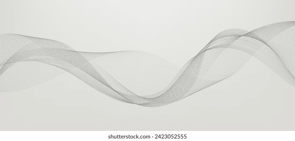 Abstract wave element for design. Digital frequency track equalizer. Stylized line art background. Vector illustration. Wave with lines created using blend tool. Curved wavy line, smooth stripe.