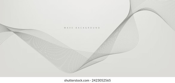 Abstract wave element for design. Digital frequency track equalizer. Stylized line art background. Vector illustration. Wave with lines created using blend tool. Curved wavy line, smooth stripe.