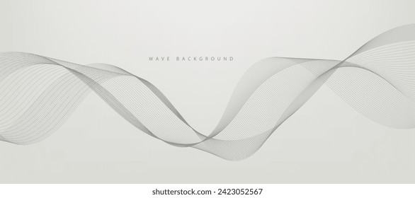 Abstract wave element for design. Digital frequency track equalizer. Stylized line art background. Vector illustration. Wave with lines created using blend tool. Curved wavy line, smooth stripe.
