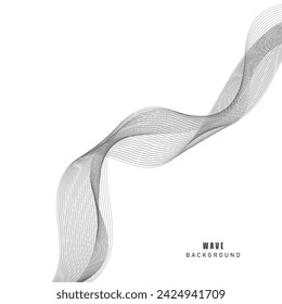 Abstract wave element for design. Digital frequency track equalizer. Stylized line art background. Vector illustration. Wave with lines created using blend tool. Curved wavy line, smooth stripe.
