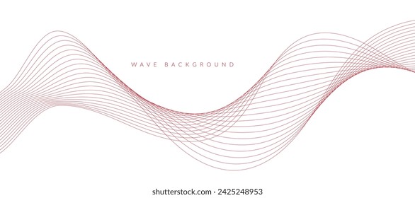 Abstract wave element for design. Digital frequency track equalizer. Stylized line art background. Vector illustration. Wave with lines created using blend tool. Curved wavy line, smooth stripe.